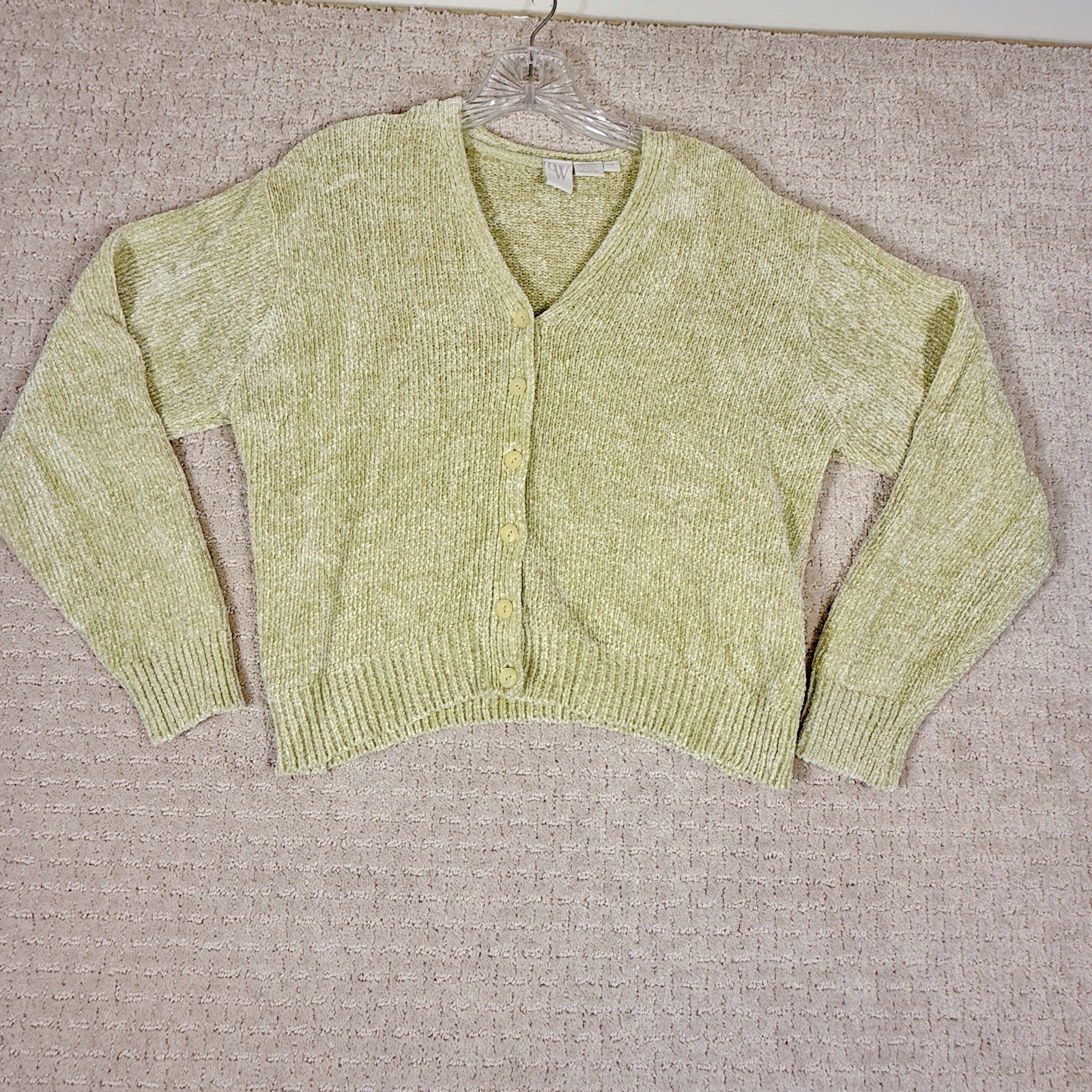 Vintage Clifford & Wills CW Green Chenille Sweater Size Medium New In Packaging