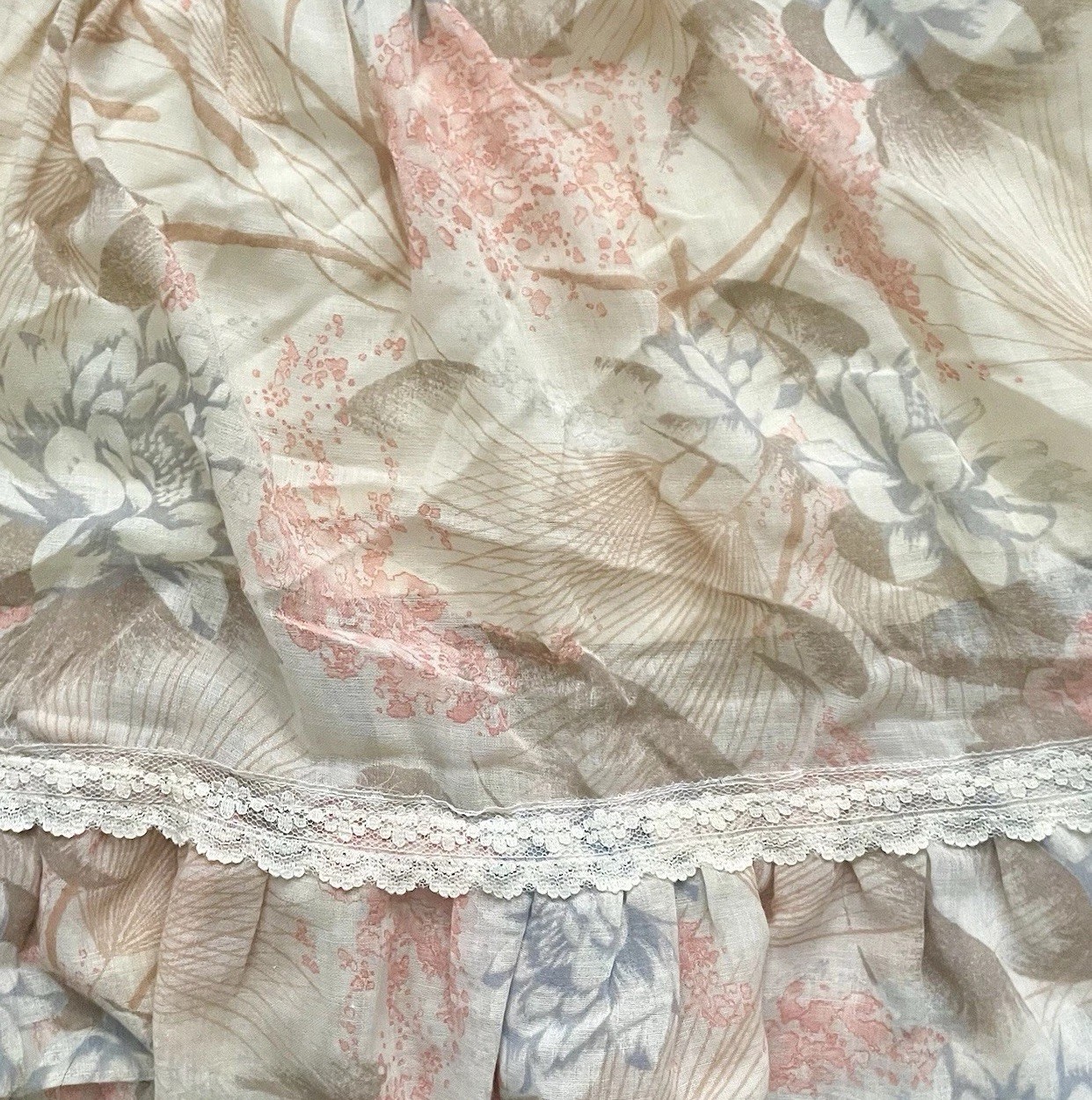 70’s Gunne Sax Dress By Jessica Floral Lace Long Maxi Prairie Boho Sz 11 Beige