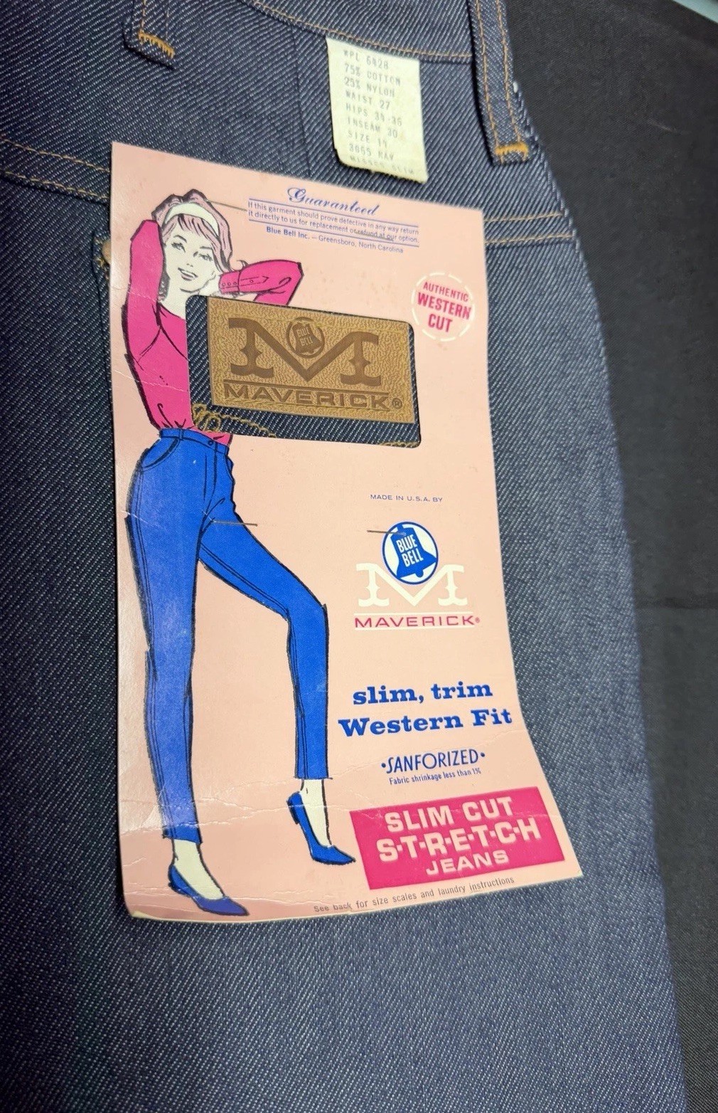 Vtg 70s Maverick Blue Bell Western Stretch Jeans NOS NWT Misses 14 Slim