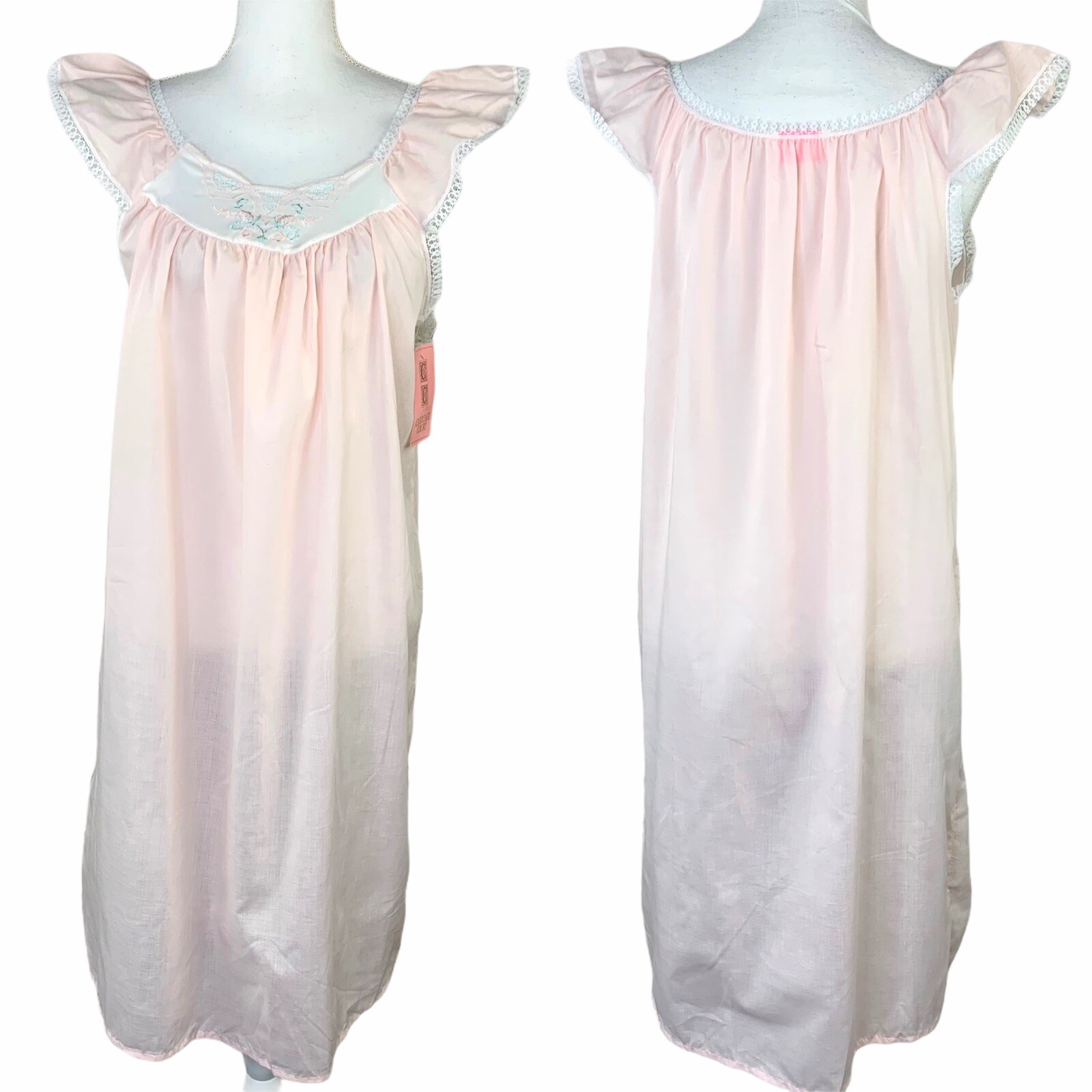 Sears Carriage Court Prissy Pink Sissy White Lace Nightgown new cotton poly new