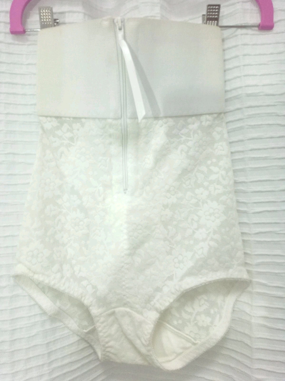 Crown-ette HI-Waistd Girdle Brief Front zipper White size small VINTAGE USA