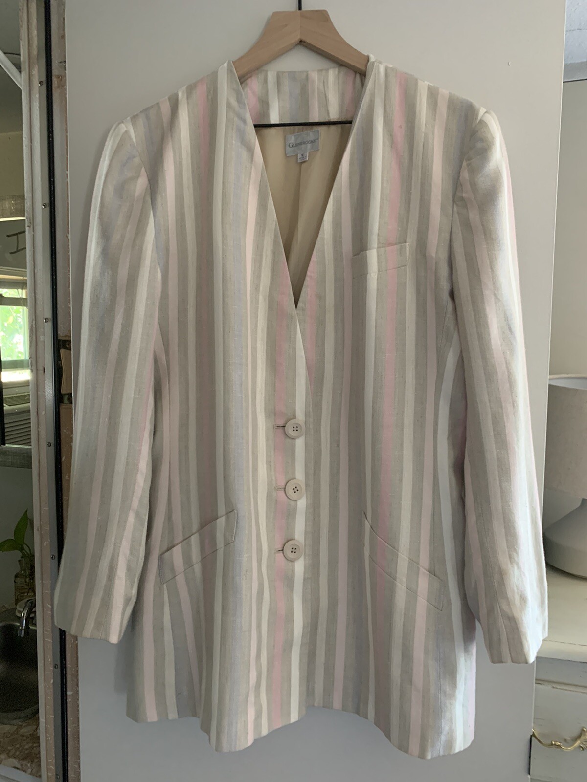 Vintage Glenbrooke Pastel & Neutrals Blazer Size 16 Good Condition