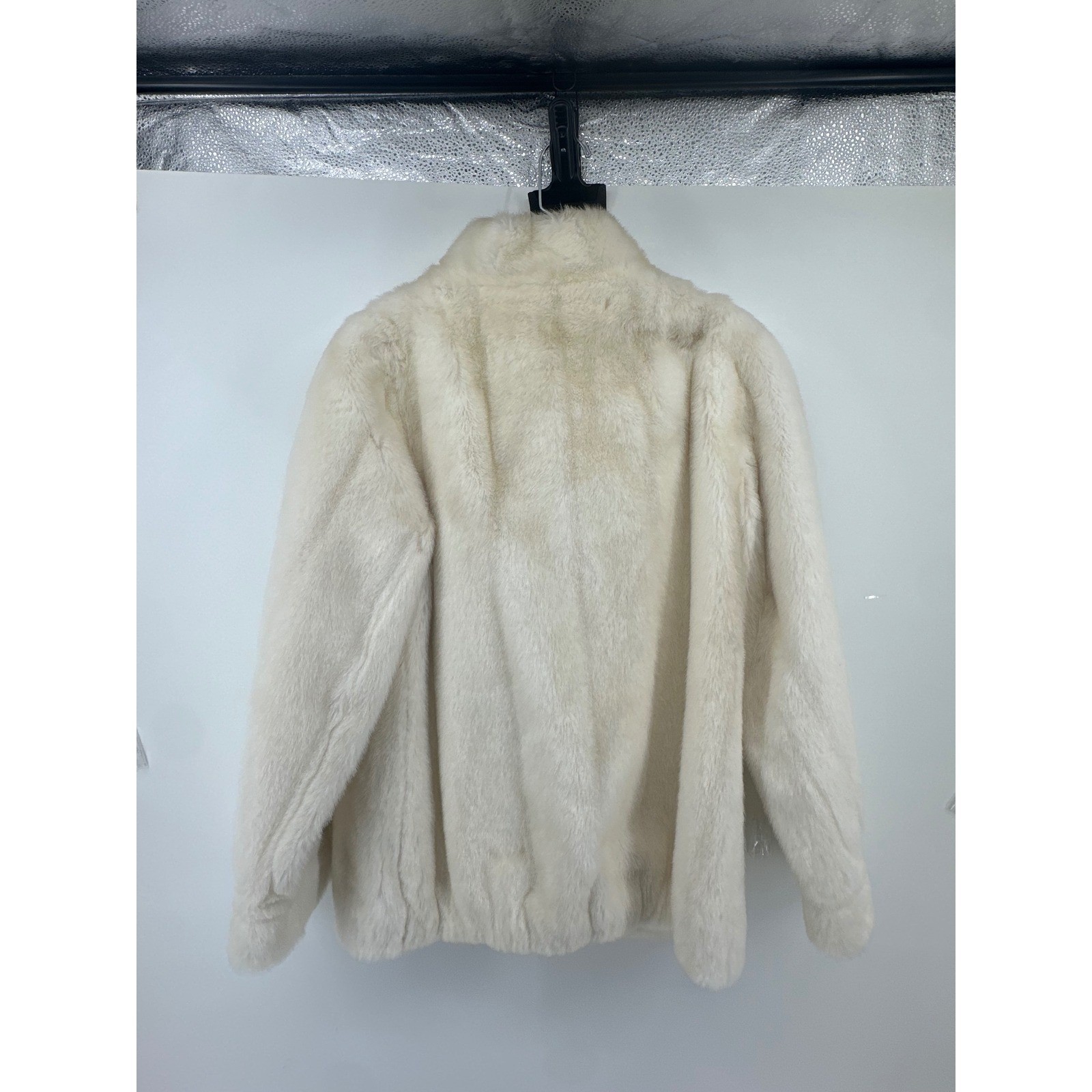 Vintage Gino Rossi Tissavel France Faux Fur Jacket Cream Made in England Women