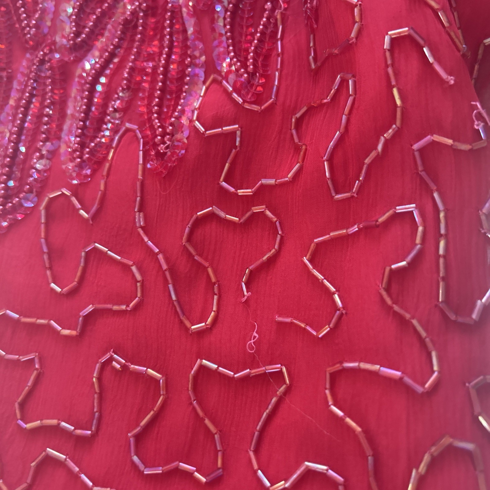 Vintage 1980’s Laurence Kazar New York Beaded Sequined Red Dress Size M