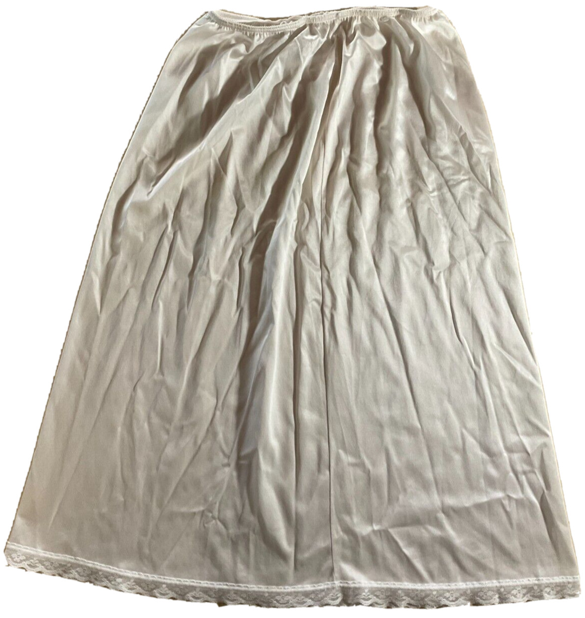 Warners Perfect Measure 27″ White Lace Trim Half Slip-Large Made in USA (C88)