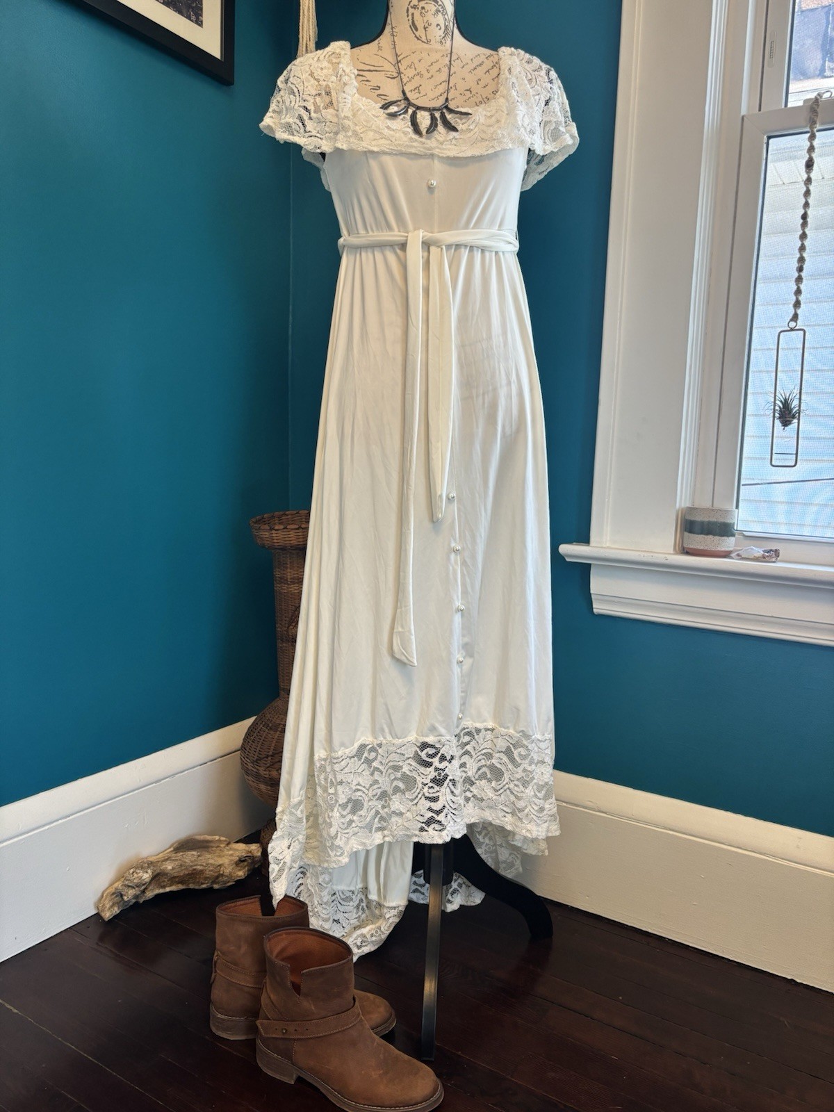 Maxi Festival Hippie Lace Boho Vintage Cottage Core Bohemian Dress