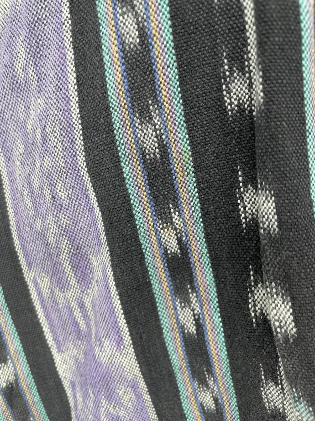 Vintage 80s Ikat Aztec EL HUARACHE Hand Woven Cotten Hippie Boxy Shirt Top med