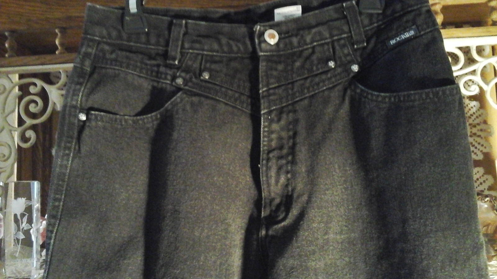 VTG 80’s ROCKIES BLACK JEANS WESTERN COWGIRL RODEO NFR SIZE 15 XL HIGH RISE