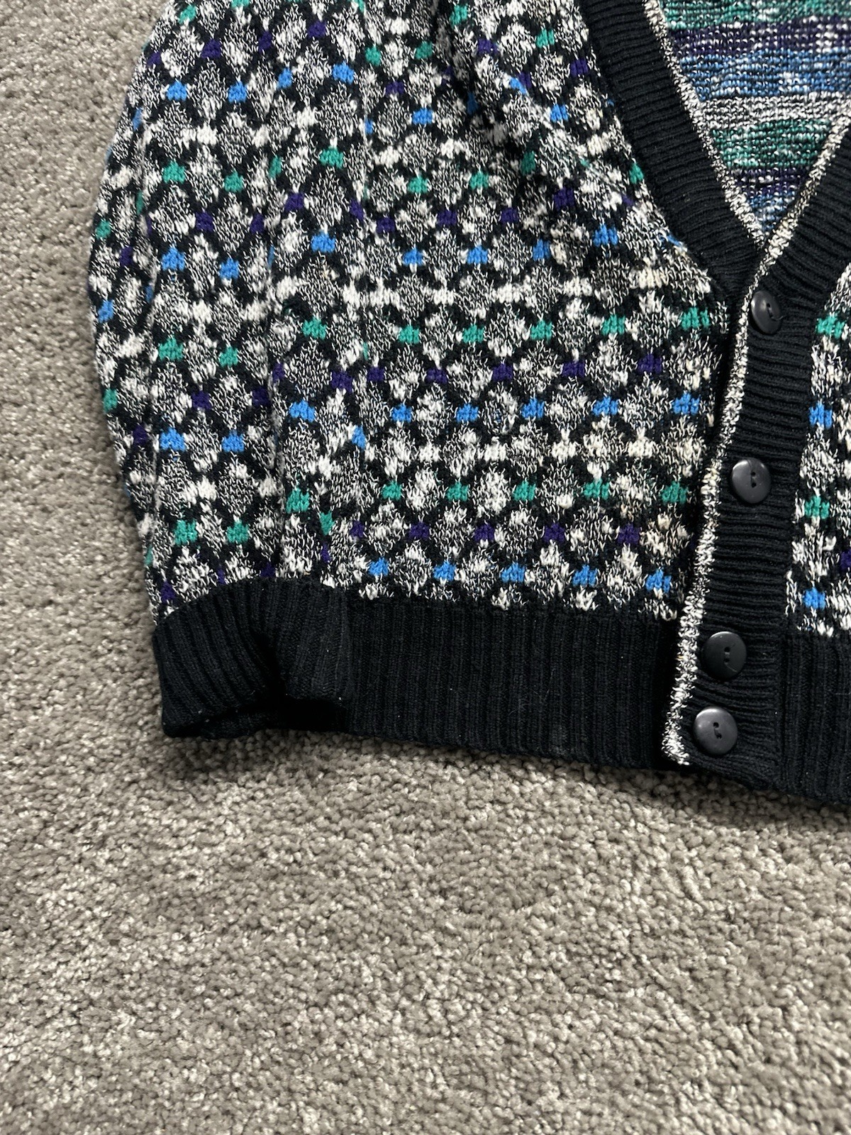 Vintage 1980s Expressions International Argyle Cardigan Multicolor Acrylic Large