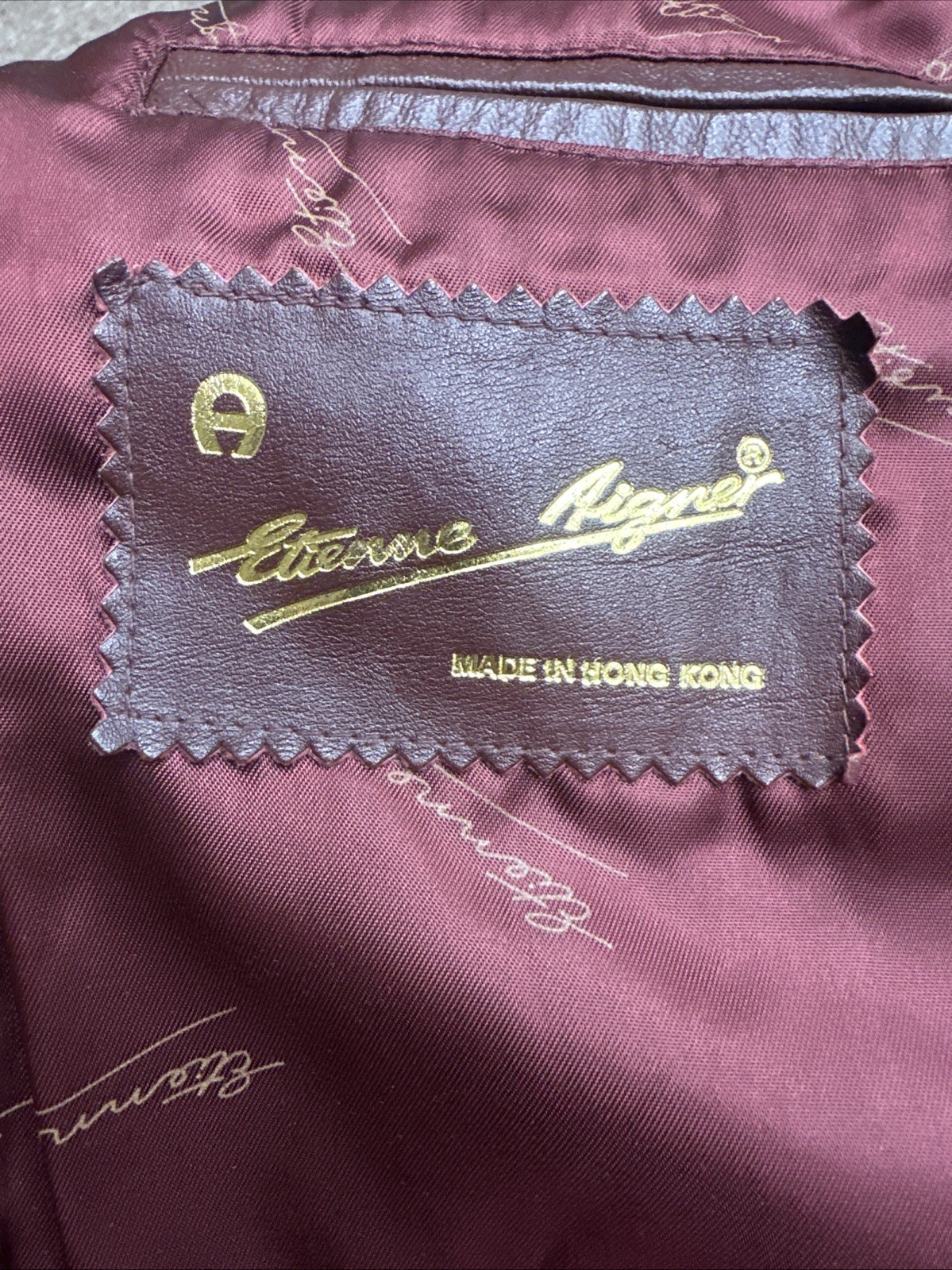 Vintage Etienne Aigner Jacket Red Burgundy Leather Collared Size 12