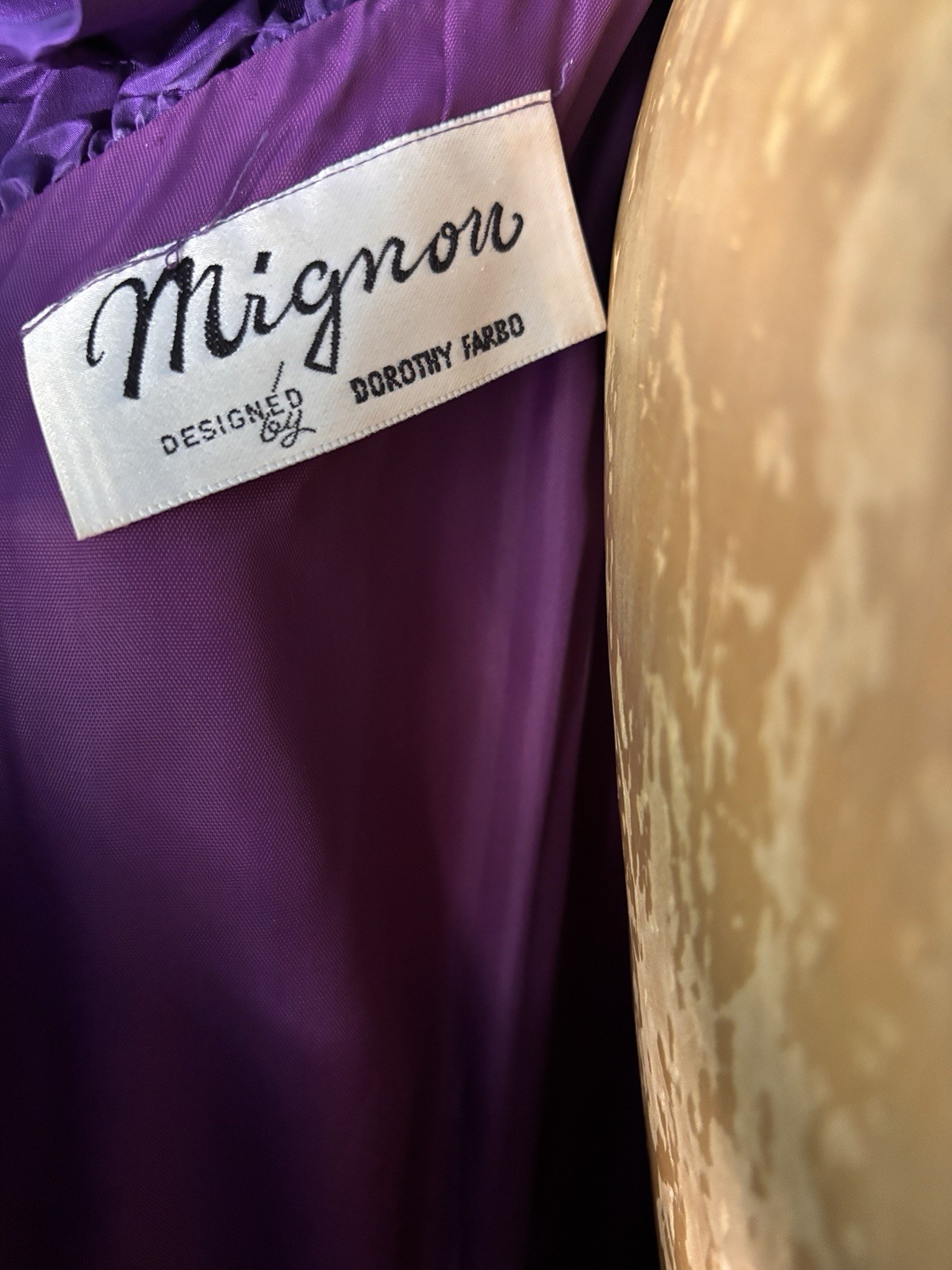MIGNON Deep Purple 100% Silk Vavavoom One Shoulder Formal Dress 1980s