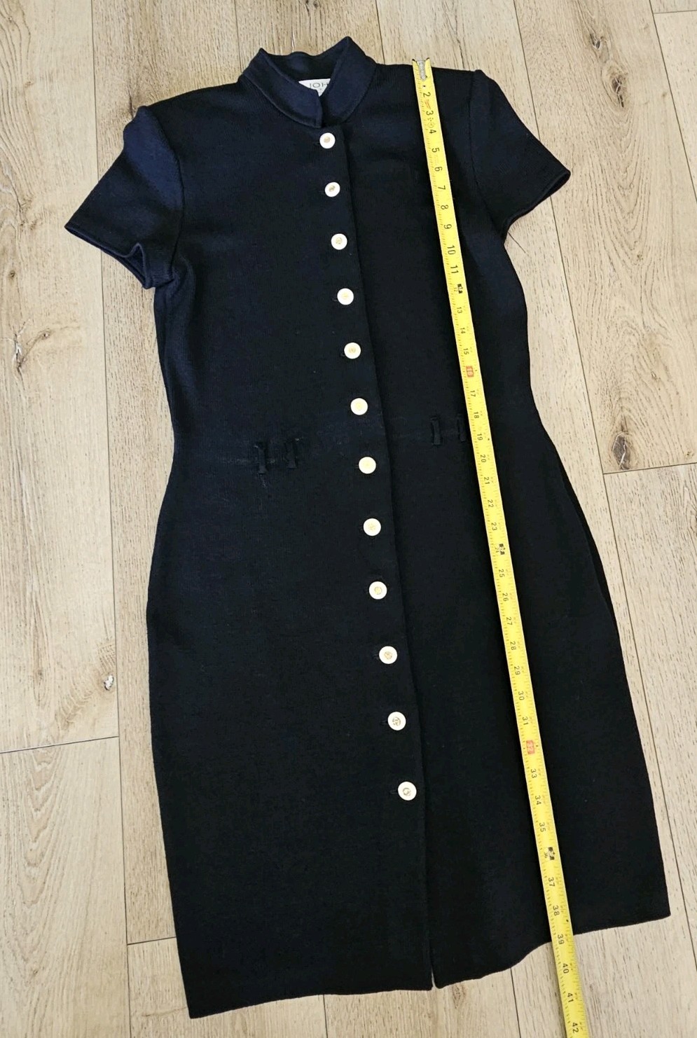 Clean Black knit stretch sailor St. John by Marie Gray vintage dress 8 *no Belt