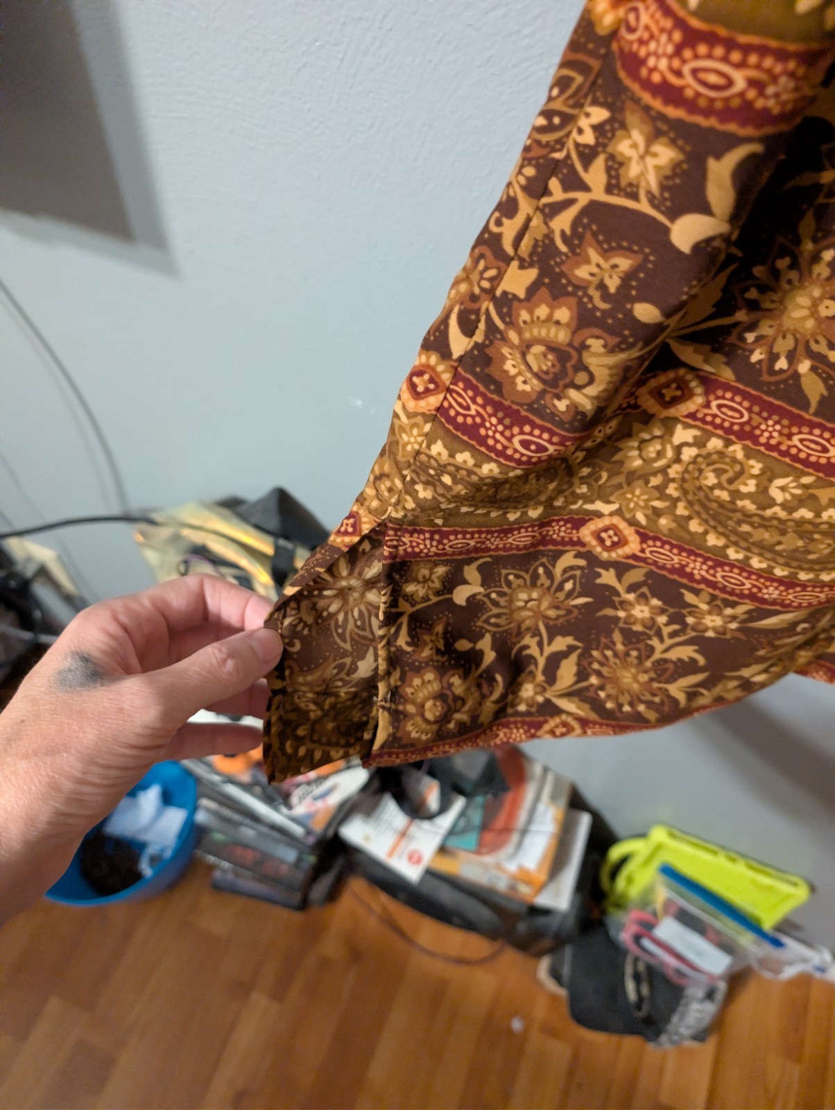Vintage 90s R&K Originals Paisley Floral Dress 12 Brown Gold Whimsigoth Shift