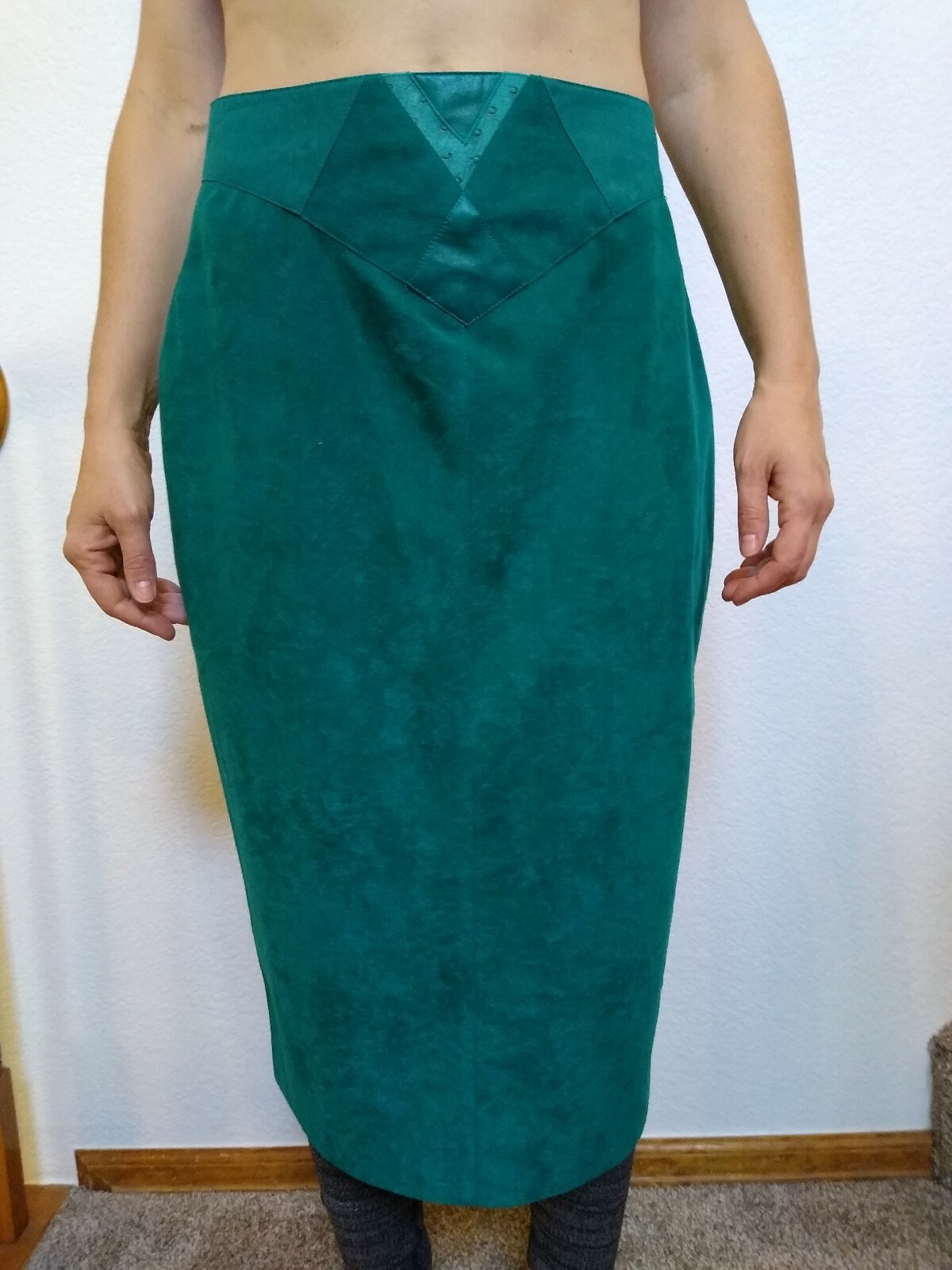 Vintage City Girl Skirt Green High Waisted Polyester Skirt M/L