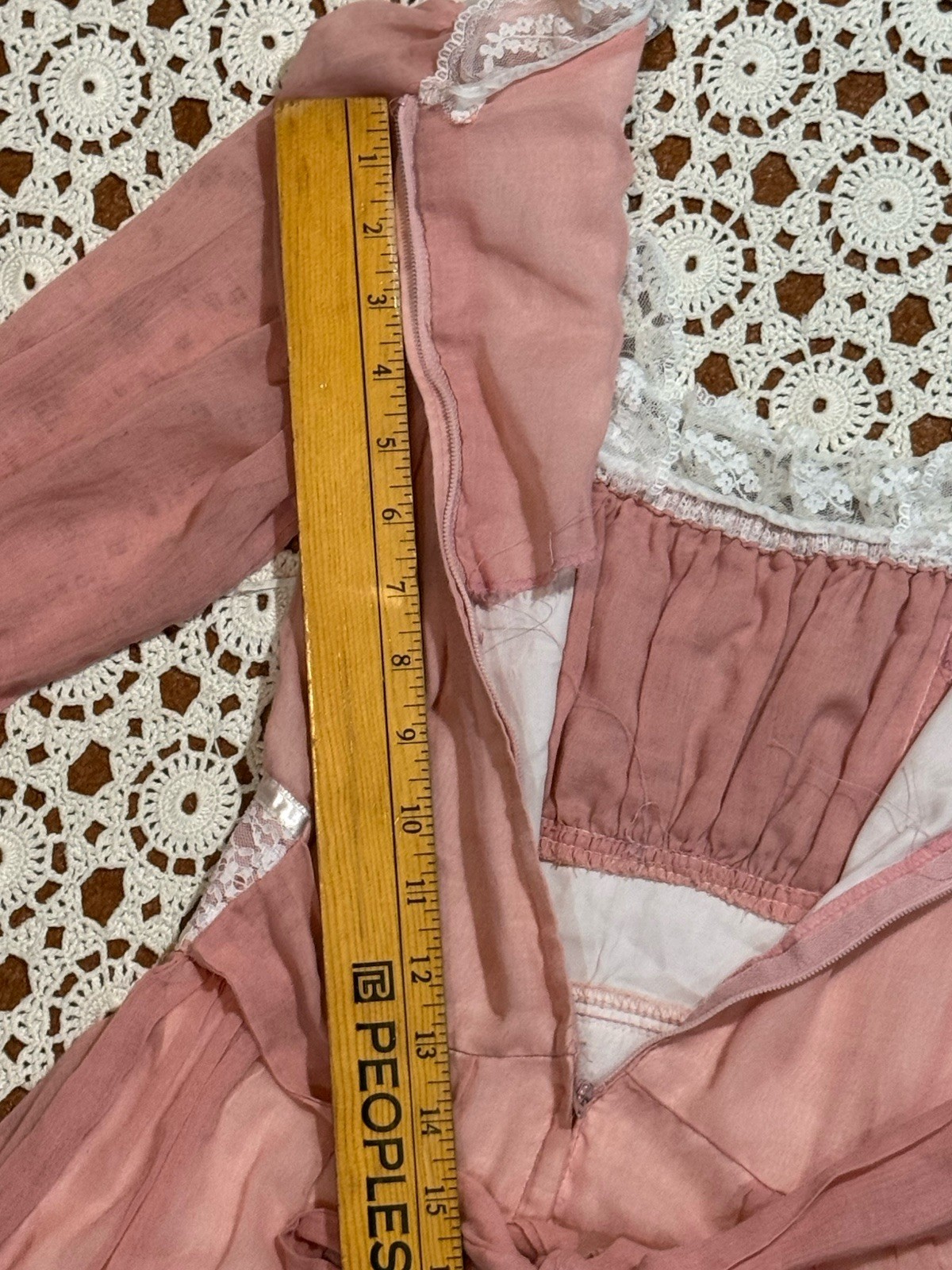 Vintage Gunne Sax Dress Maxi Pink Rose Sheer Lined Renaissance Romantic As Is
