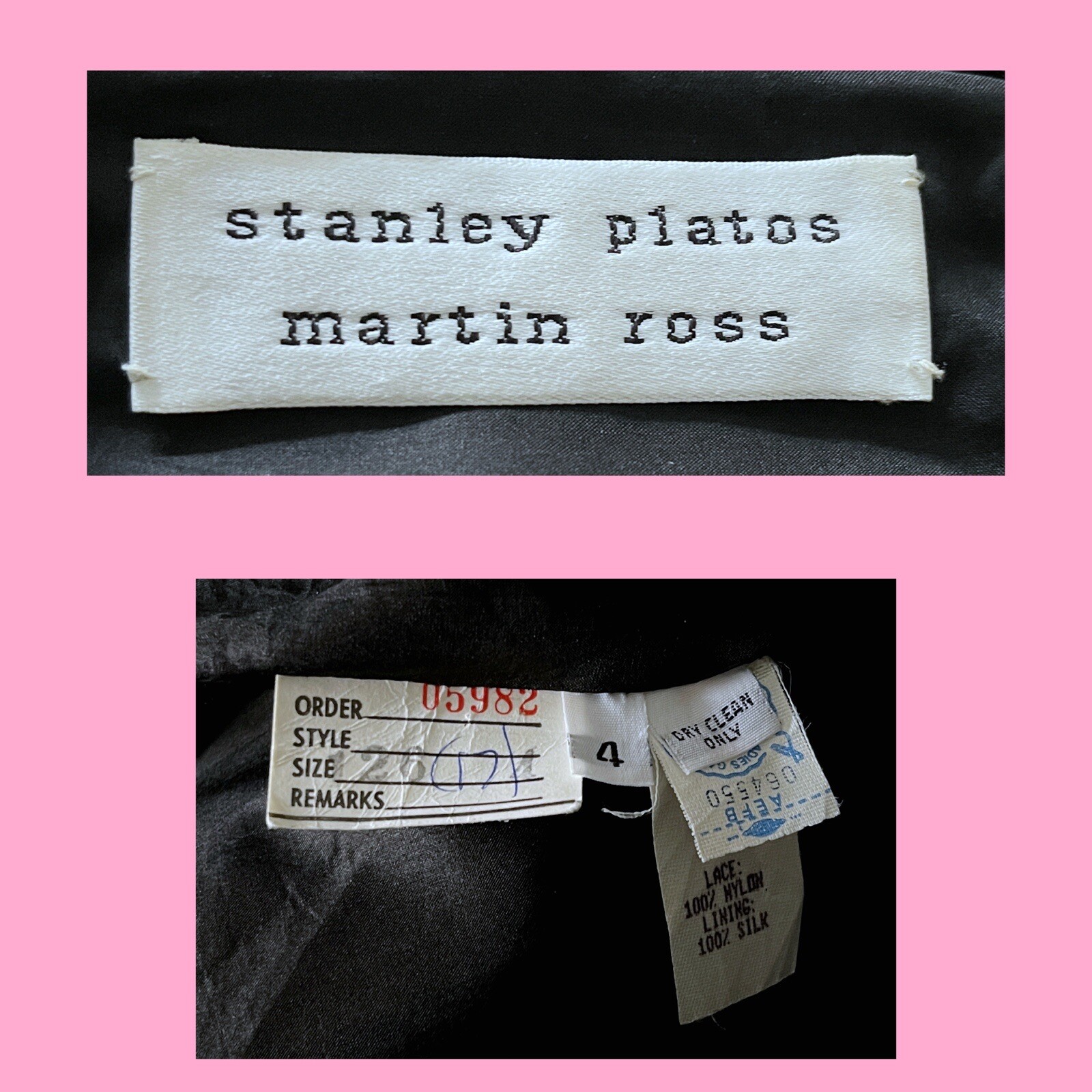 1980s Vintage Stanley Platos Designer Lace Ribbon Pleated Cocktail Party Dress S