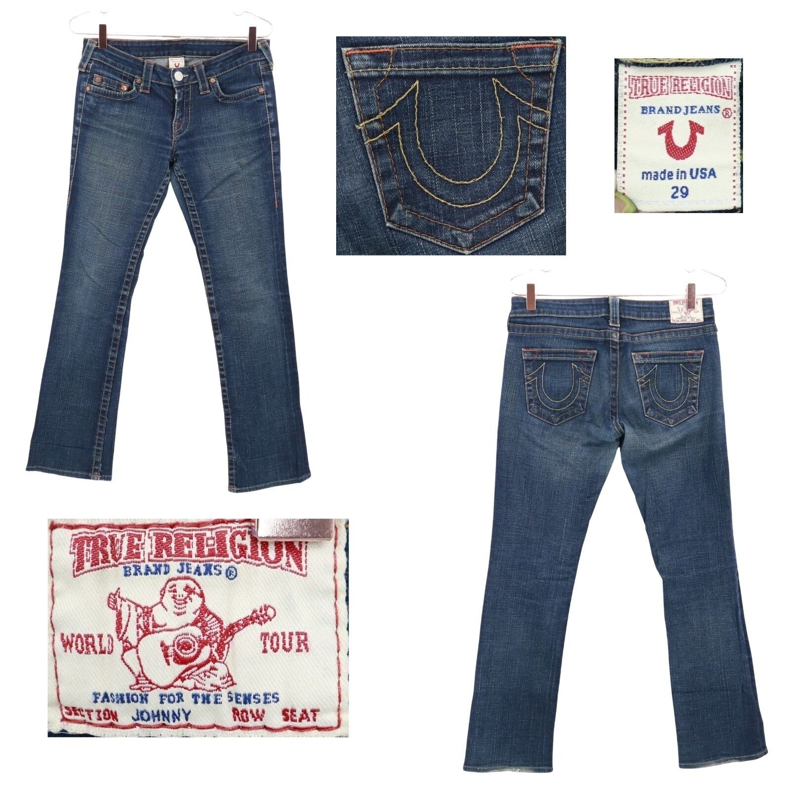 True Religion Johnny Jeans Womens 29 Blue Y2K Cowgirl Western Rodeo Vintage
