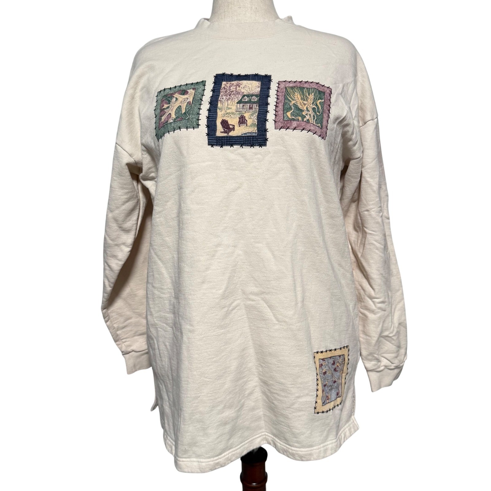 90s Northern Reflections Fall Oversized Med Women Sweater Cottagecore Grandma