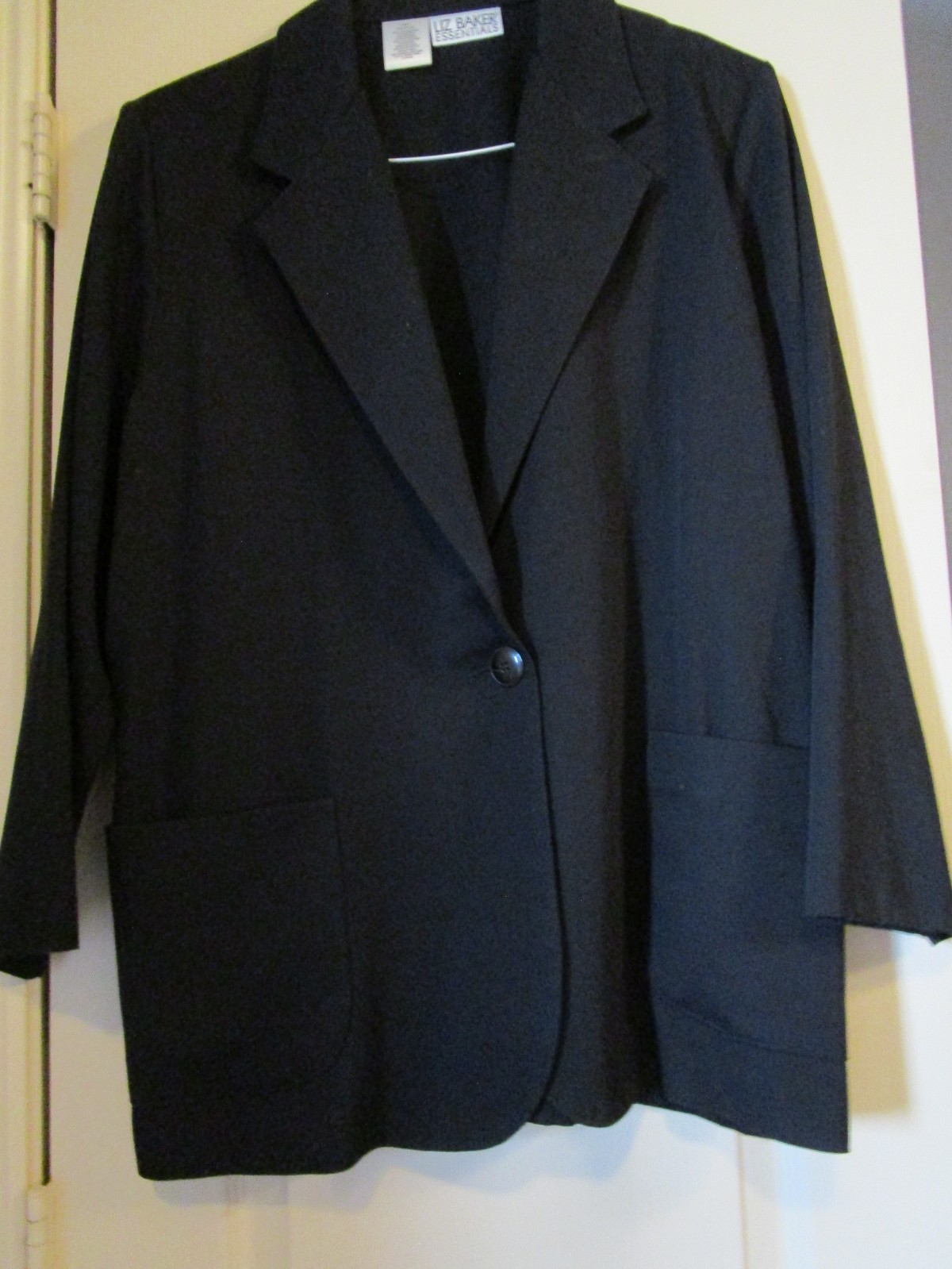 Vintage 1980’s Women’s Liz Baker Essentials Blazer Size 16 Petite Black 1 Button