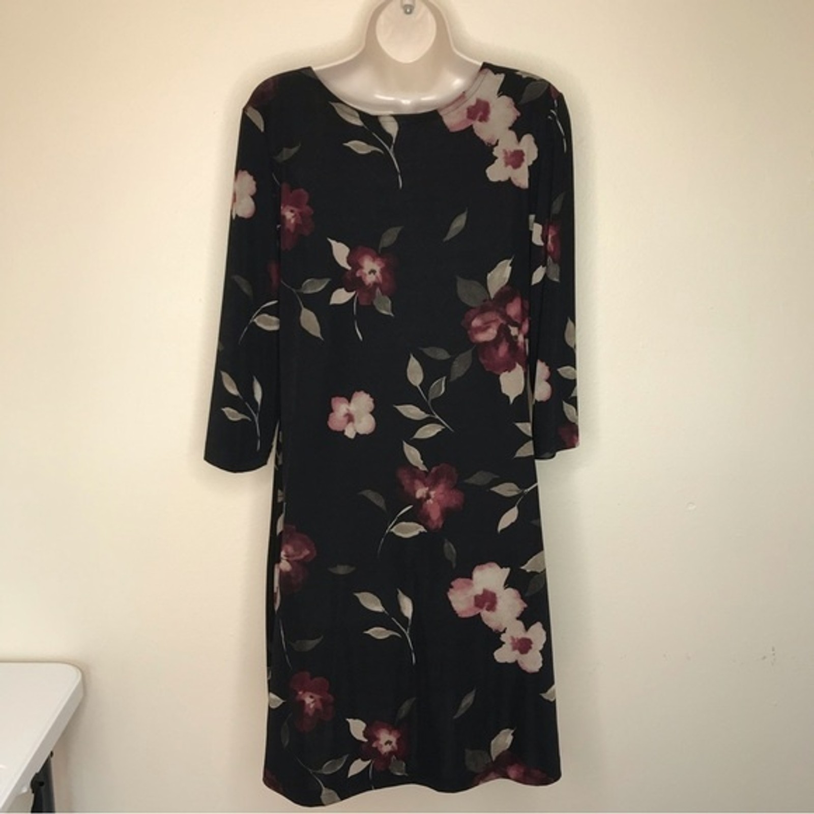 Vintage Imagio Floral Slinky Stretchy Sheath Dress Women Size Large Made In USA