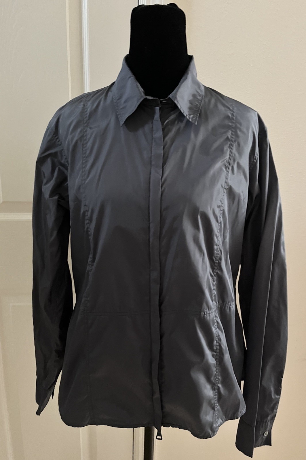 Vintage JIL SANDER Blue Gray Shirt Jacket with Zipper, Size 38 (Italian)