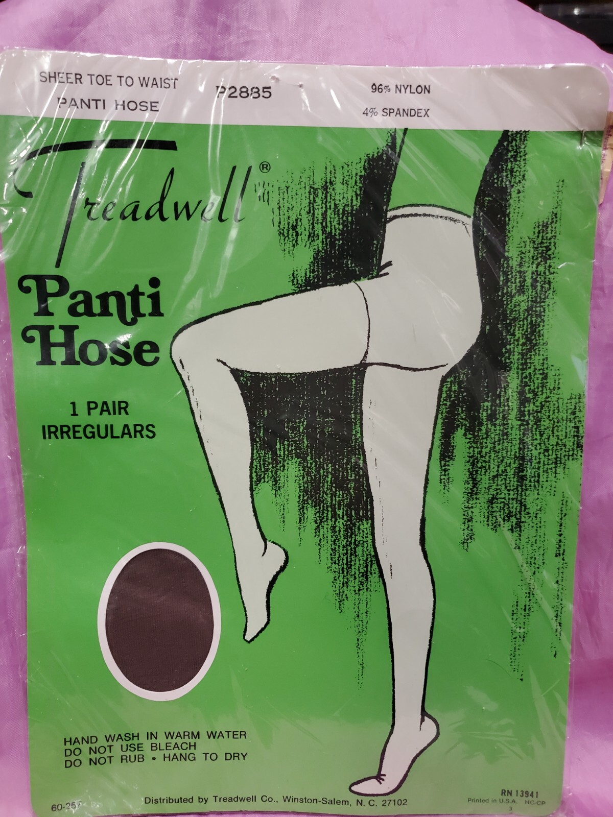 NOS Vintage 1960 Treadwell Stretch Nylon Pantyhose Brown Size Medium P2885 NOS