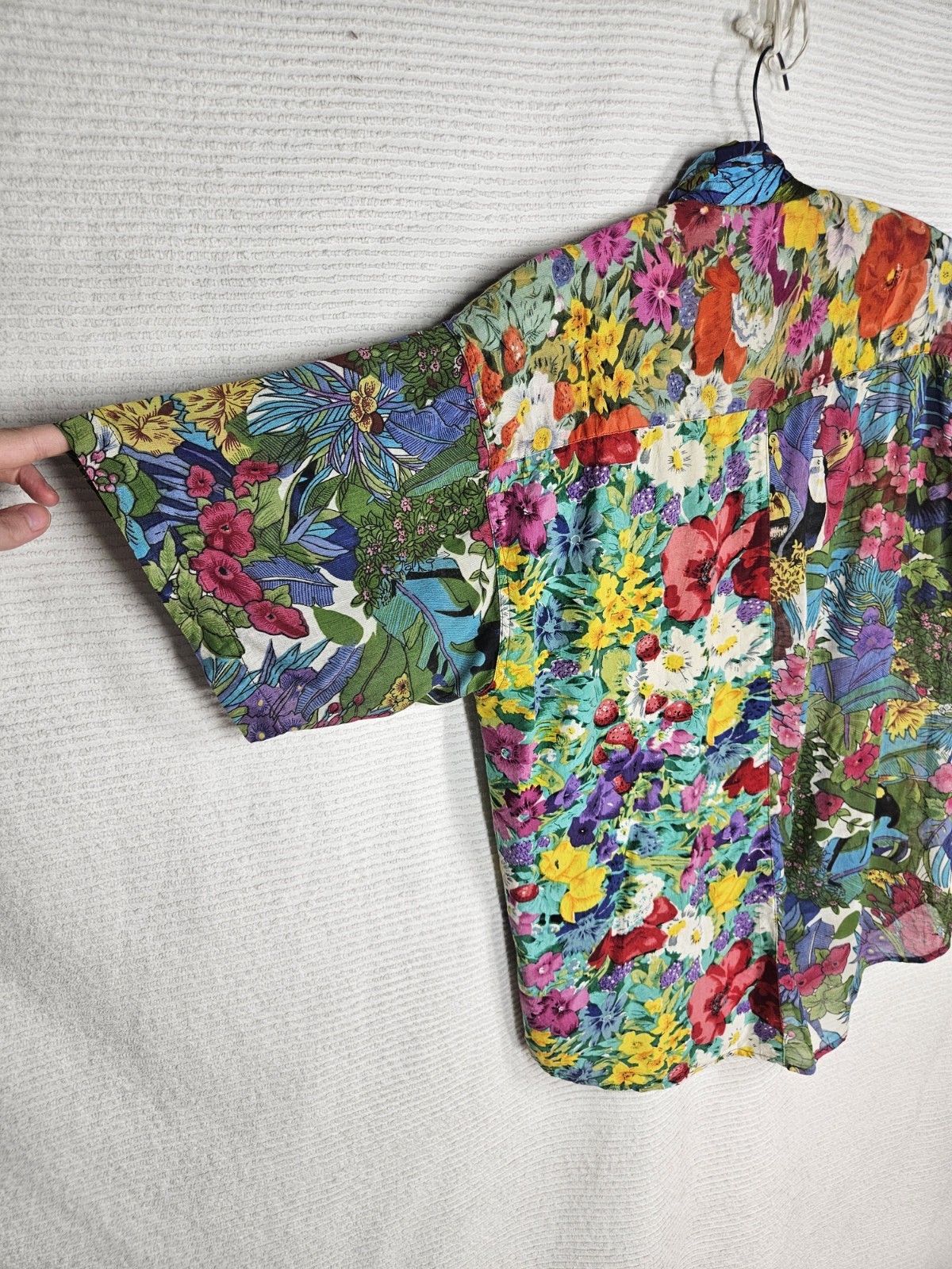 Vintage Patchwork Shirt Sheer Floral 1990s Outback Red 100% Cotton Medium India