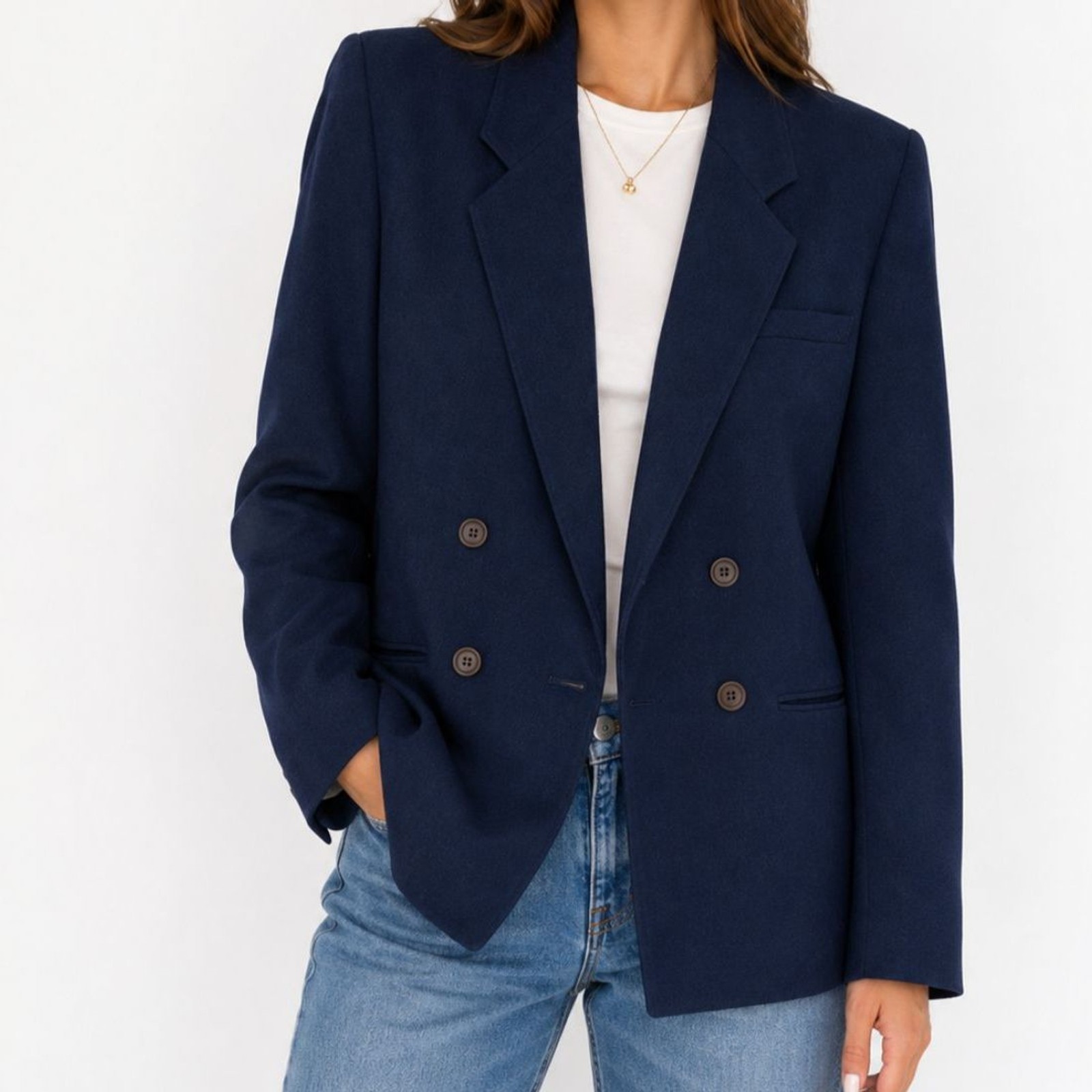Vintage Pendleton Navy Blue Virgin Wool Double Breasted Women’s Blazer Classic