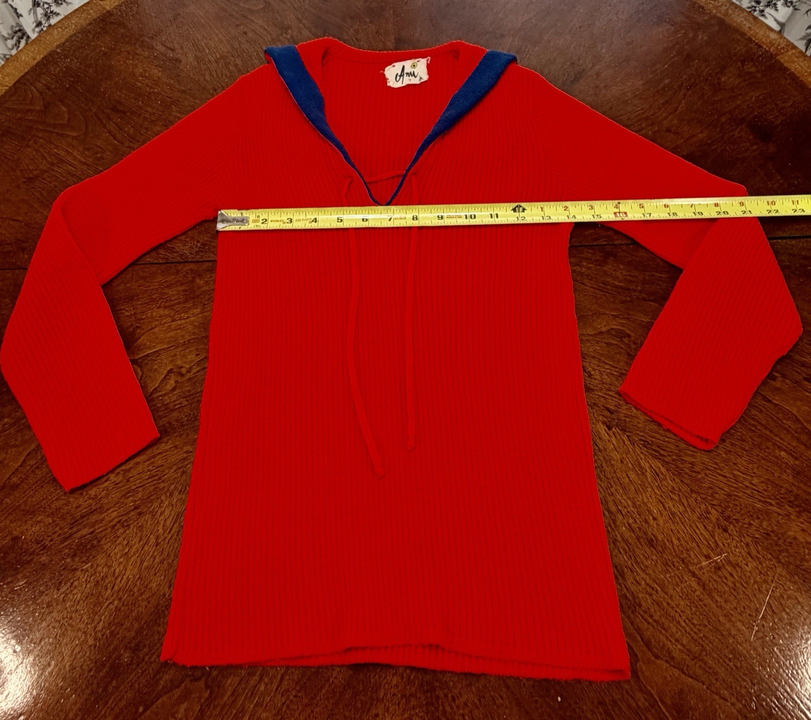 Vintage 1970s Women’s Red & Blue Sailor Style Sweater