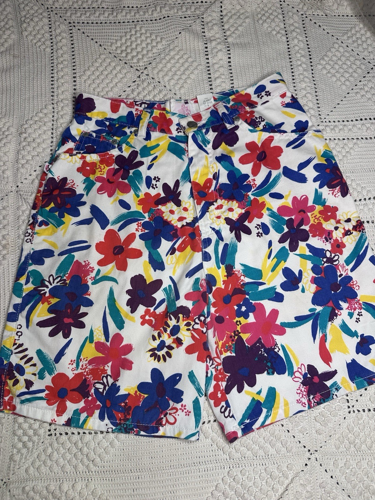 Sasson Vintage 90s Floral Shorts Women 9 Multicolor High Waisted Boho Retro