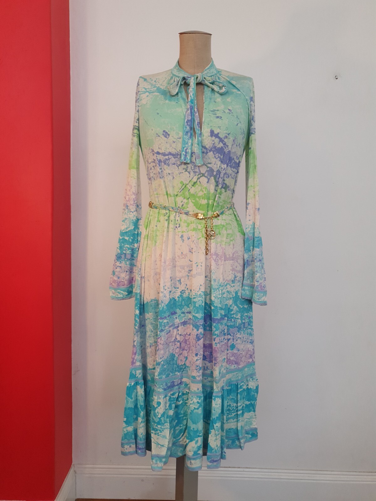Vintage LEONARDO PARIS Jersey Mikado Silk Dress Belt S-M