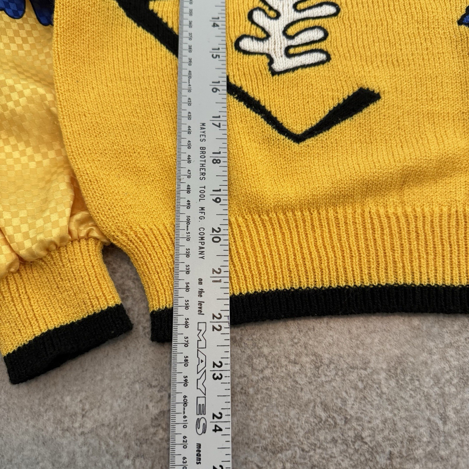 Vintage 80s Jaymee Papell Geometric Sweater Medium Yellow Funky Art Teacher 1980