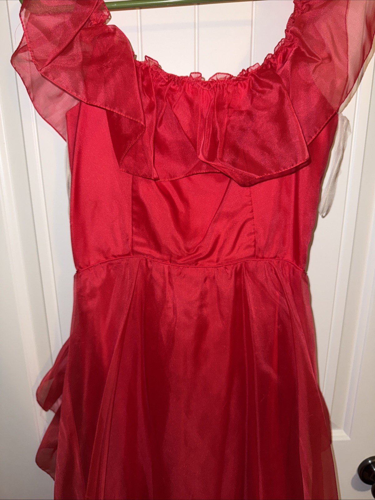 Vintage Handmade Tea Party Vibes Dress Cute Red Bow in Back Gown