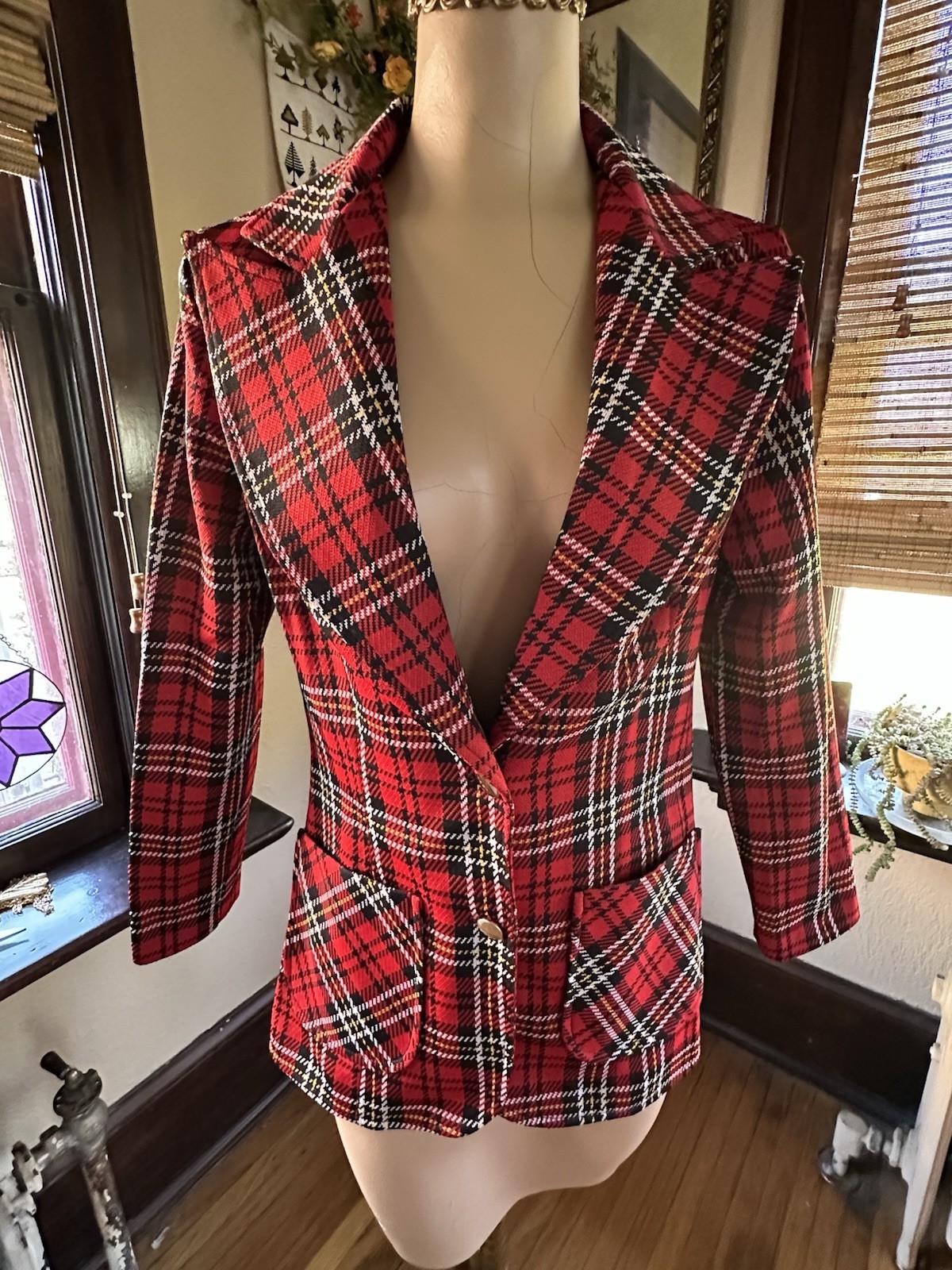 Vintage 70’s Queen Casual Ladies Plaid Blazer Mod/Punk
