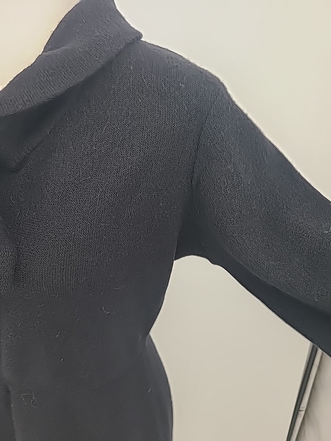 Vintage Early 50s Kimberly Knit Dress, Black Mohair And Virgin Wool Large Retro