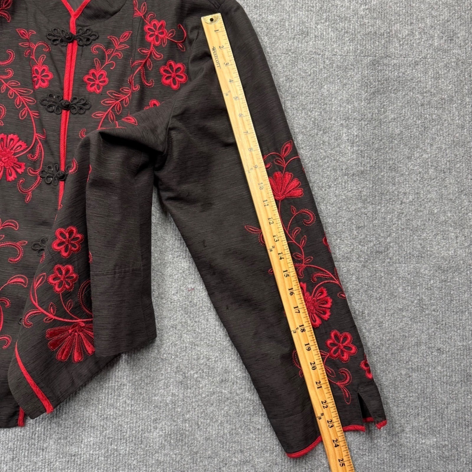 VTG Dressbarn 100% Silk Red Black Blazer Whimsigoth Dark Academia Size 2X