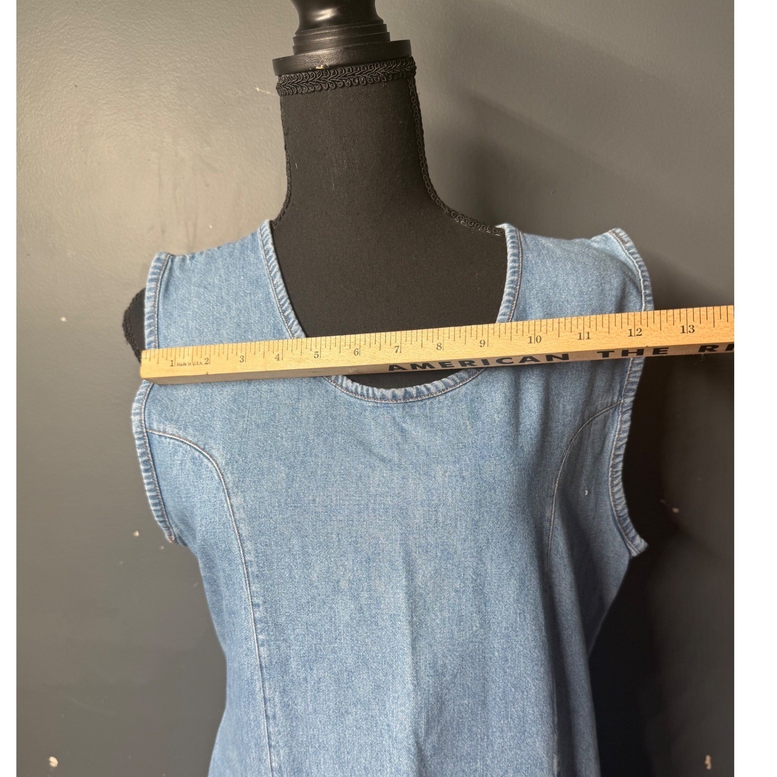 Vintage Kalifornia Denim Jumper Dress Light Wash Cotton Mini Pockets Size 11/12