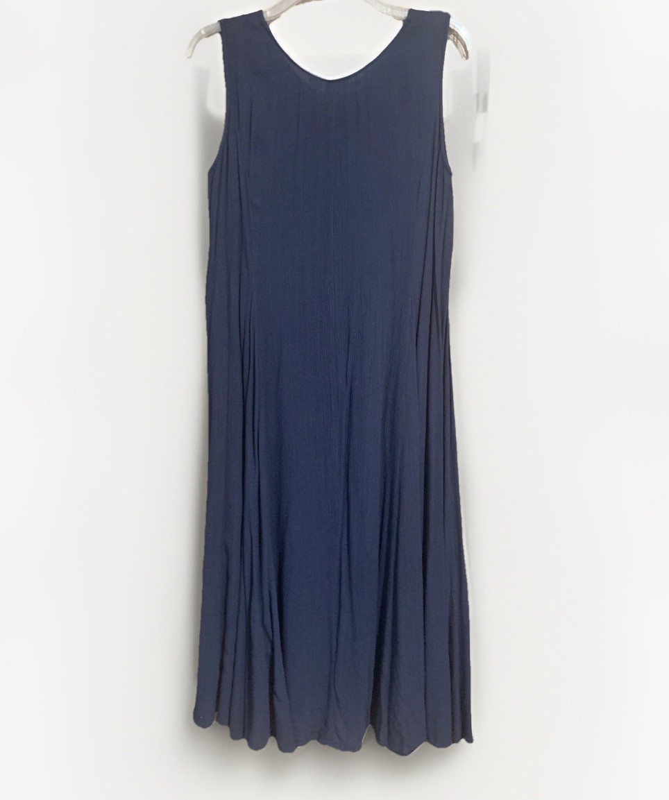 VTG Newport News Maxi Dress Womens 3X Blue Sleeveless Beachy Coastal Vacation
