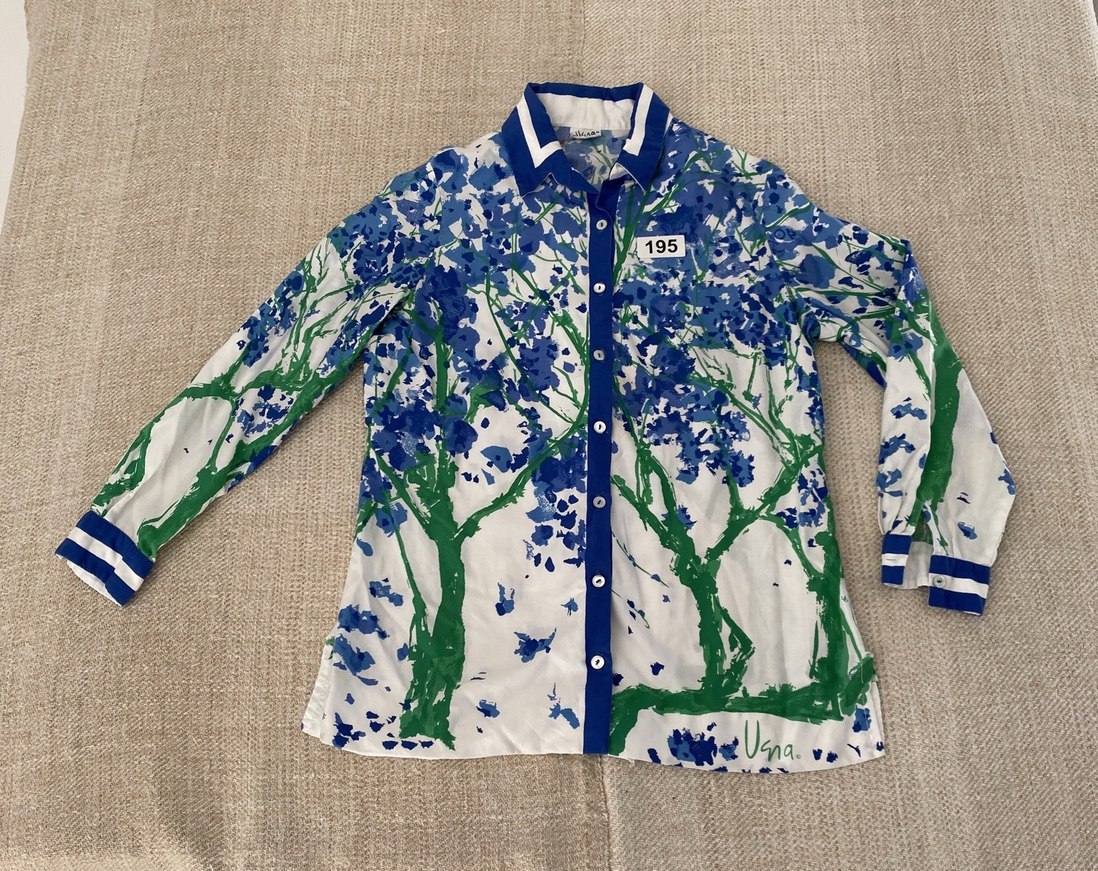 Vintage Vera Neumann Long Sleeve Cotton Blouse Shirt Sz 16 Button Down