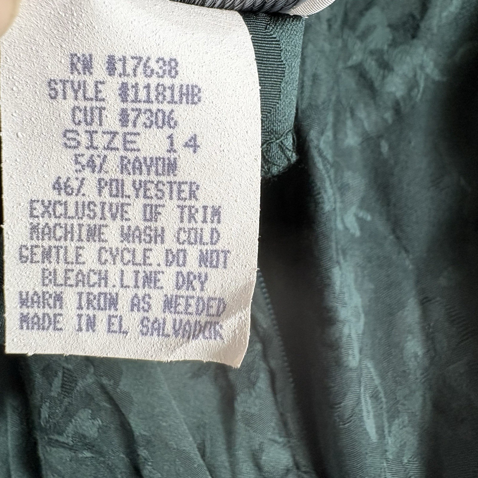 Vintage 80s Miss Dorby Dress Women’s 14 Green Jacquard Cottagecore Regency Fairy
