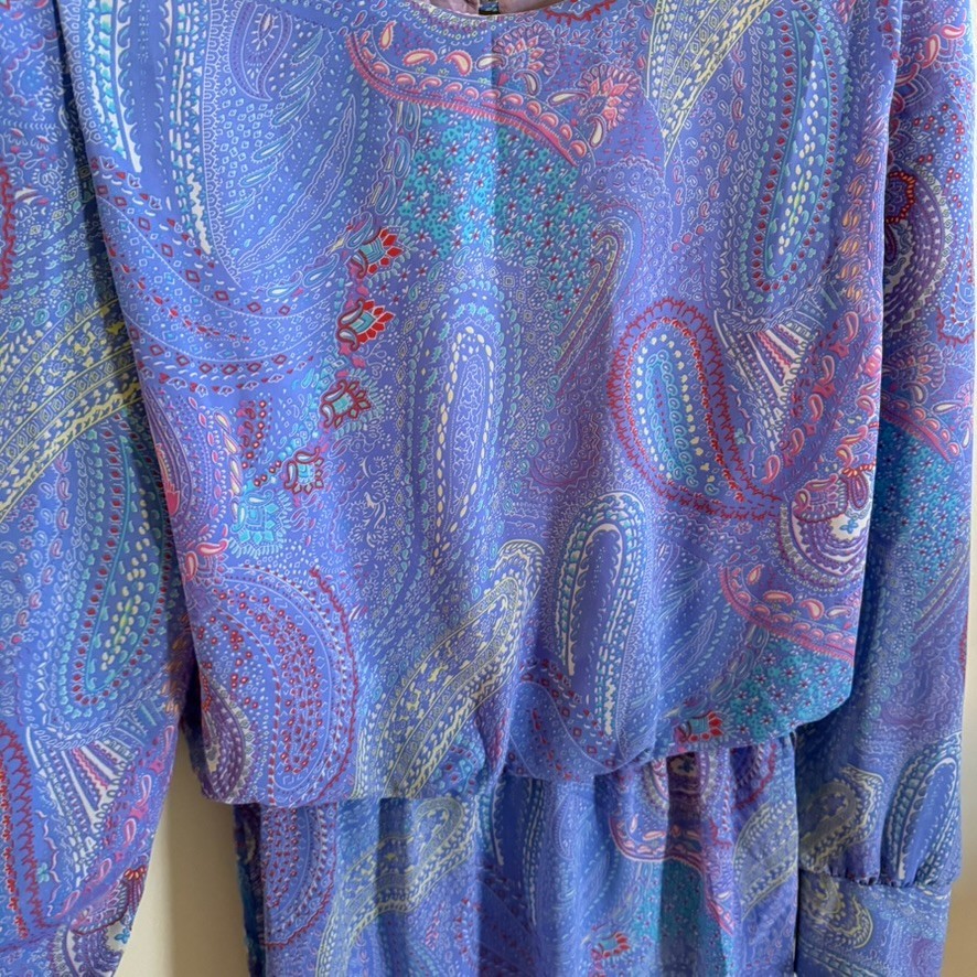 Vintase JSJ Size 6 Secretary Cottagecore Prairie Ditsy Purple Floral Paisley