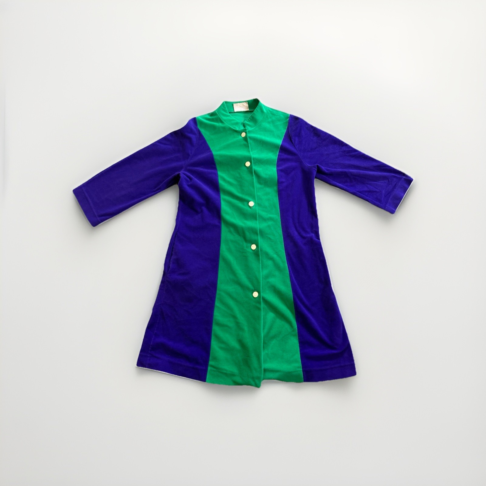 Vtg Van Raalte At Home Wear Robe Mod Dress Purple And Green Loungewear