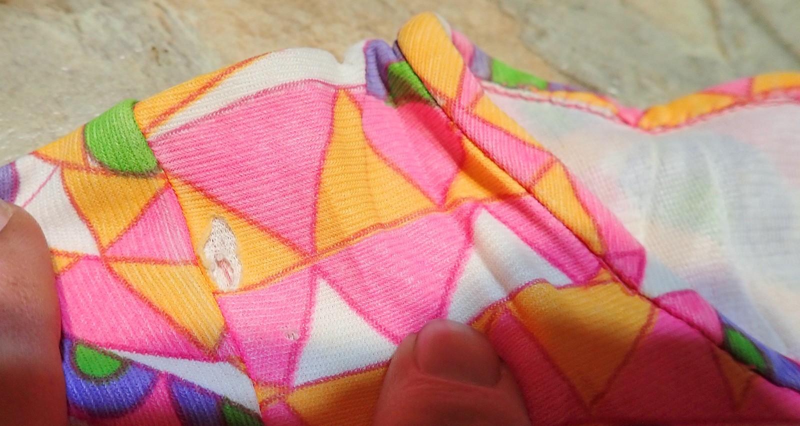 Vintage 60s Mod Psychedelic Geometric Hippie Flutter Sleeve Mini Dress XS Petite