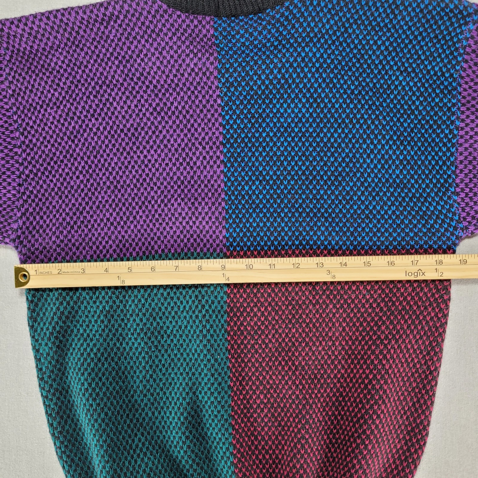 Vintage New Era Sweater Women Small Retro Colorful Color Block Knit Acrylic