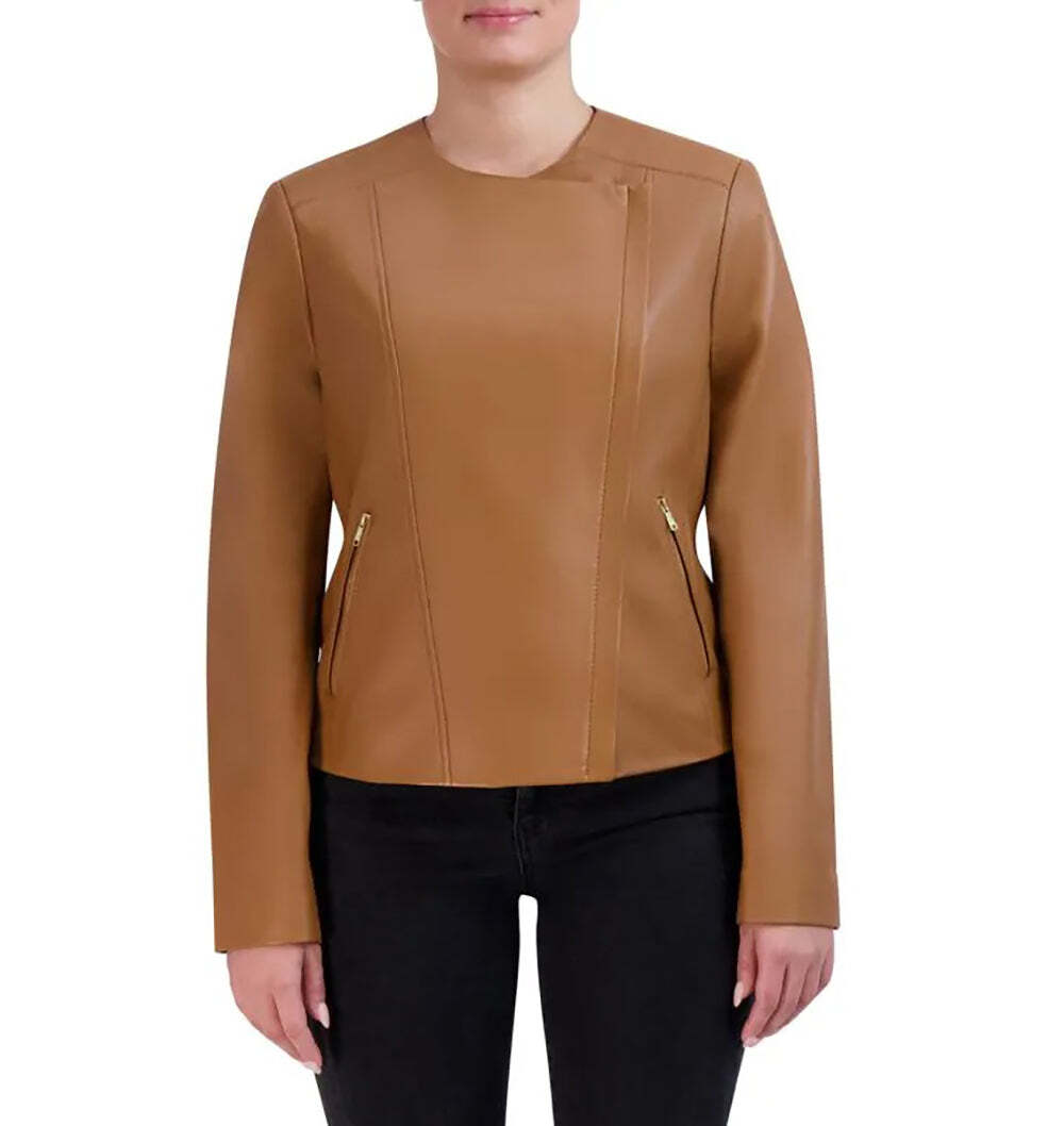 Cole Haan Women’s Asymmetrical Genuine Leather Jacket