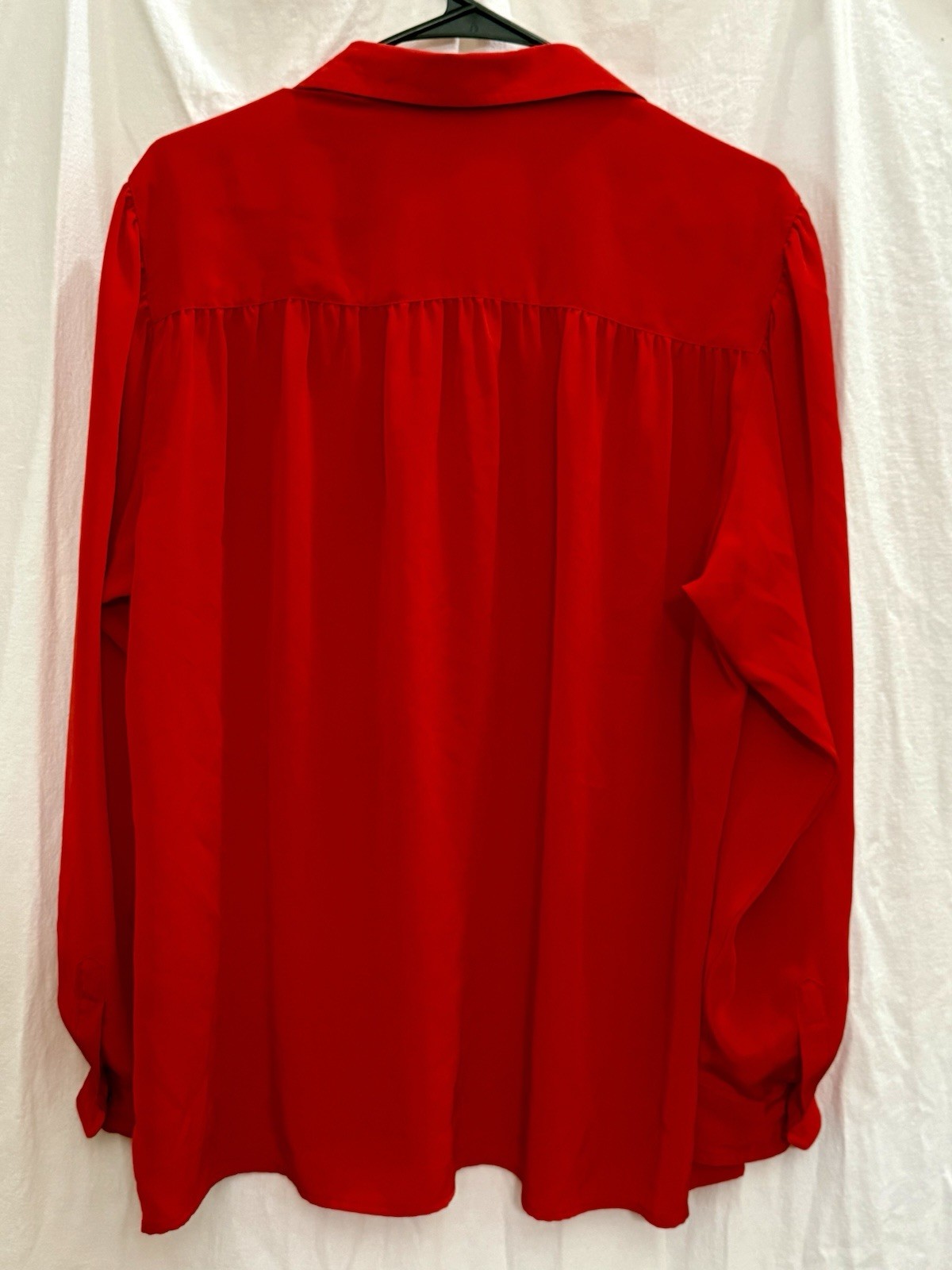 VTG Evan Picone Hong Kong Satin Cherry Red Blouse 14 Office Siren Quiet Luxury
