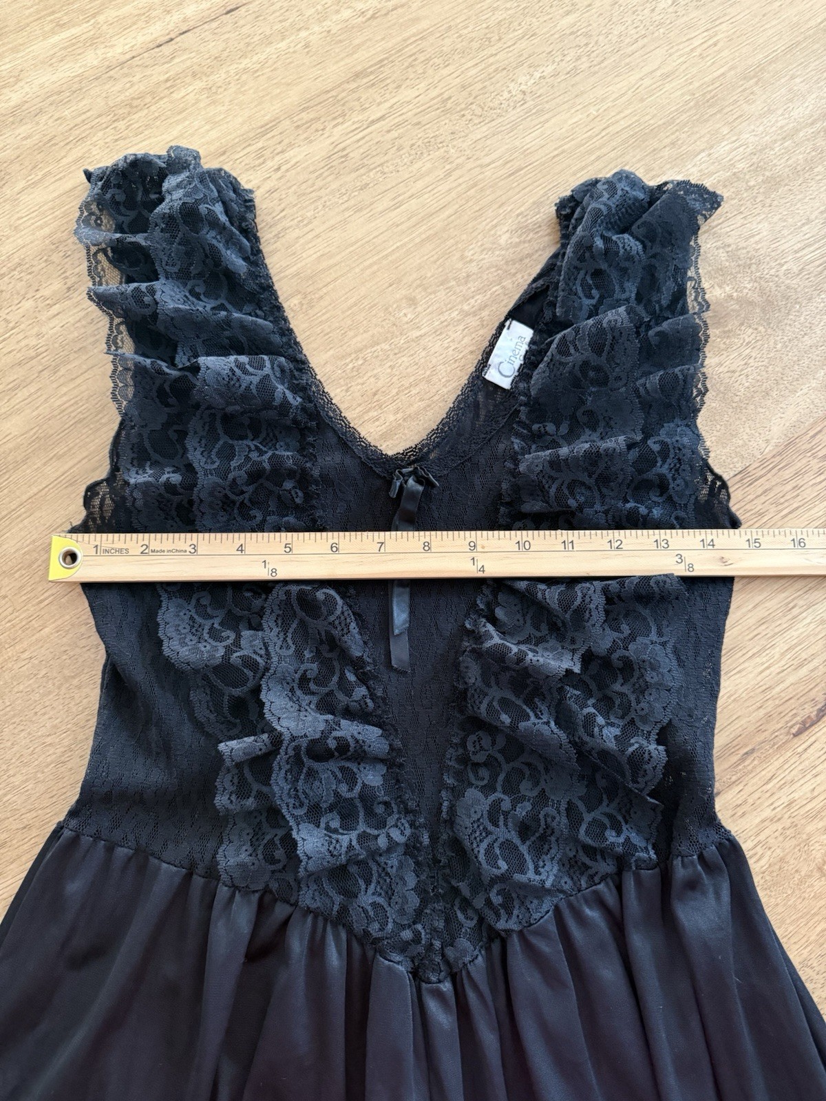Vintage Black Nylon Slip Dress Dark Coquette Babydoll Lace Festival Rave Witchy
