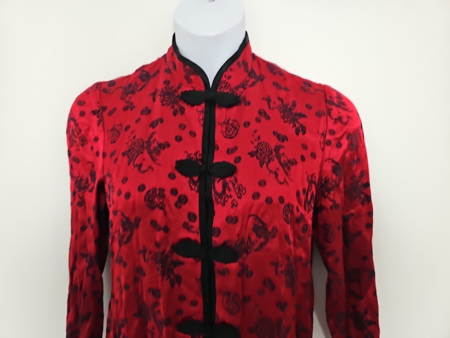 R&M Richards Vintage Red Embroidered Nehru Oriental Jacket Blazer Petite 12P