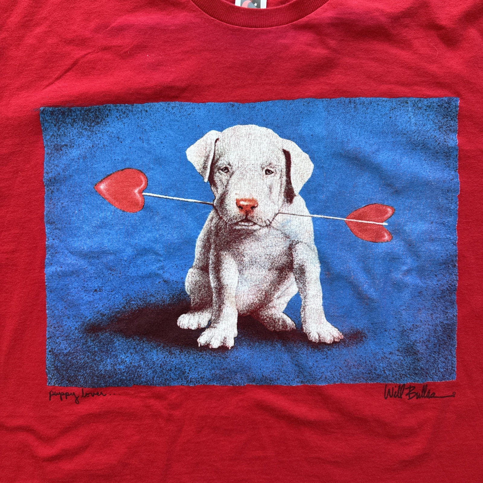 Vintage Puppy Lover Will Bullas DOG Pajamas LONG Sleep Night T Shirt Arrow Heart