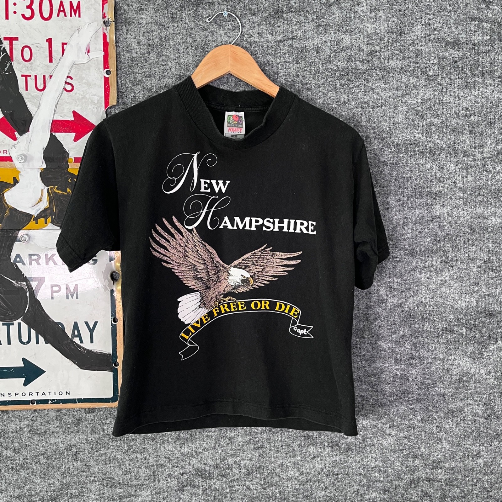 Vintage Black T Shirt Womens XSmall New Hampshire Eagle True USA Live Free 90s